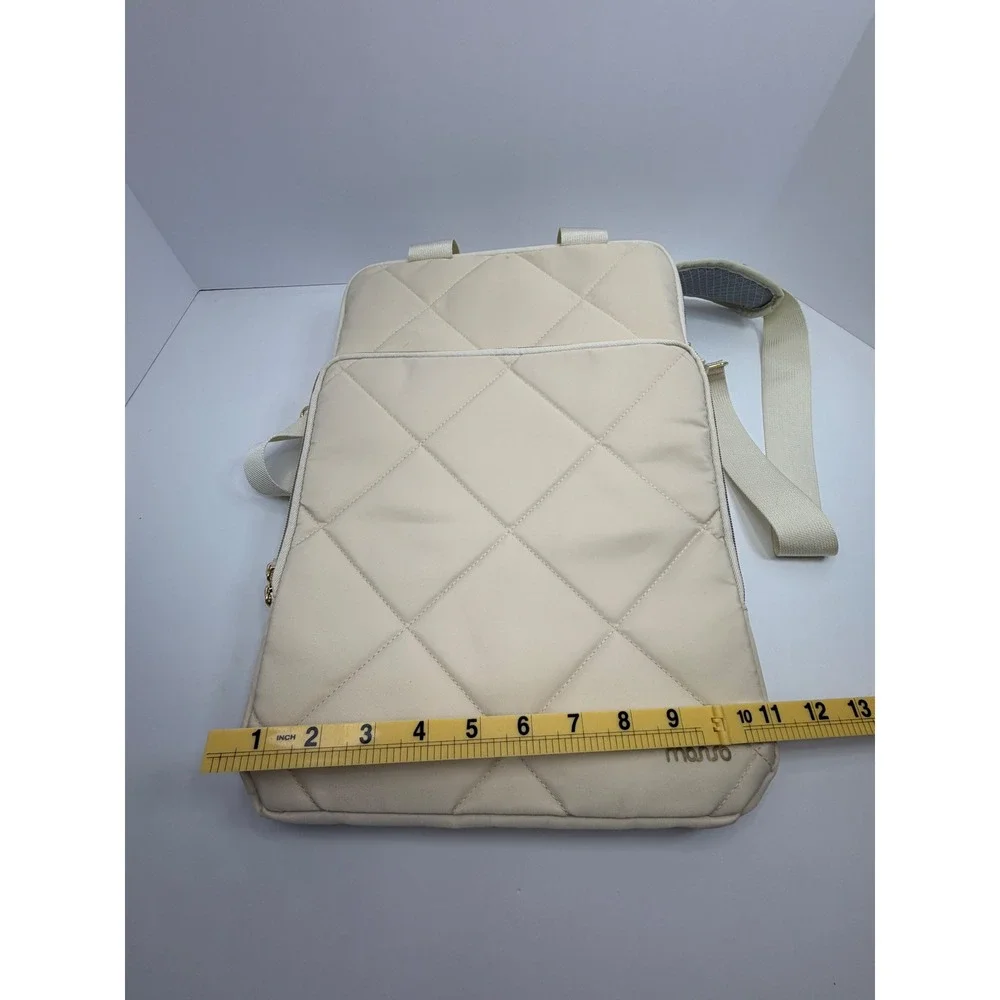 Mosiso Vertical‎ Quilted Laptop Shoulder Bag Cream Padded Travel Messenger Case - Picture 7 of 14